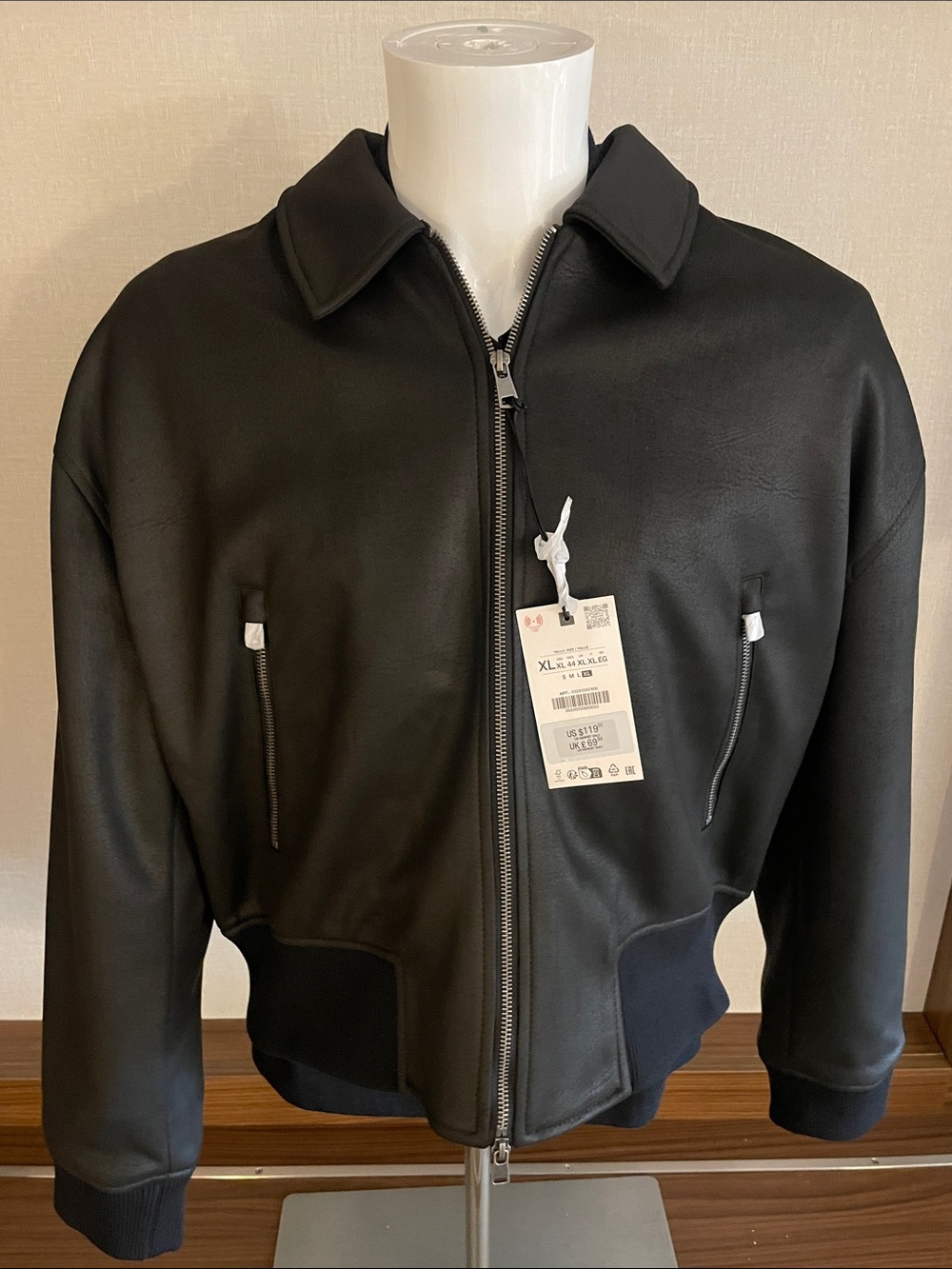 Black Zipper Bomber Jacket